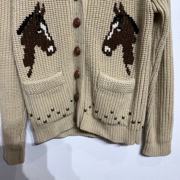 Miller Outerwear Tan Horse Vintage Cardigan Sz M - Picture 4 of 14